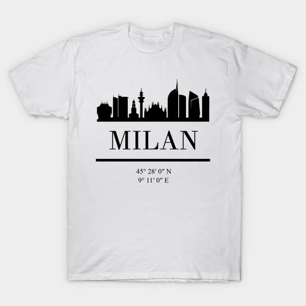 MILAN ITALY BLACK SILHOUETTE SKYLINE ART T-Shirt by deificusArt